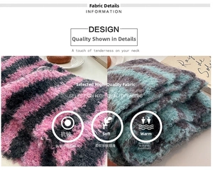 Detailed knit texture of a colorful striped wool scarf featuring anti-wrinkle fabric