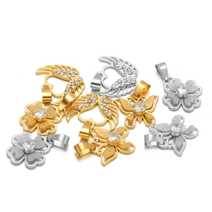 Gold and silver butterfly and wing pendants with rhinestones for DIY jewelry making