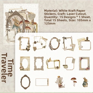 Adesivi vintage tagliati al laser con motivi di conigli e fiori per scrapbooking