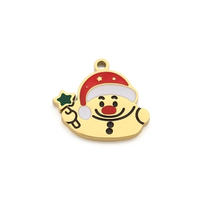 Pendentif bonhomme de neige en acier inoxydable doré pour bijoux de Noël DIY