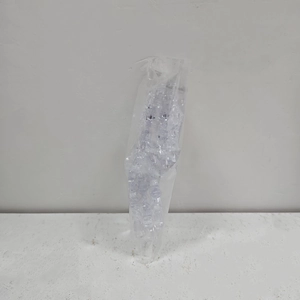 Detailed view of 6-piece clear acrylic snowflake and icicle pendants for tree decoration