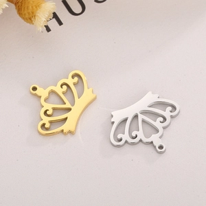 Minimalist crown pendant in gold and silver metal finishes with hollow design
