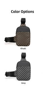 Bolsos de pecho para hombre en caqui y gris con patrones geométricos y hebilla