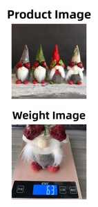 Weight measurement of a 63g Christmas gnome plush doll with a snowflake patterned hat