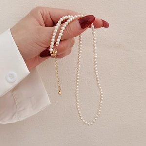 Freshwater Pearl Necklace For Women Copper Gold Plated Light Luxury Elegant Minimalist Daily Date Party Anniversary Jewelry Gift