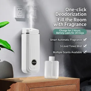 Wall-mounted white smart automatic fragrance mist diffuser with USB charging and timer