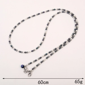 Baroque pearl and natural stone phone crossbody chain with iridescent bead and silver clasp