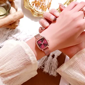 Women's Quartz Watch Square Retro Luxury Fashion Waterproof Luminous Date Calendar Stainless Steel Mesh Leather Strap