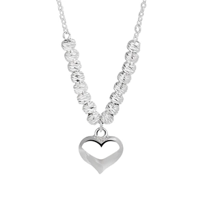 S925 sterling silver necklace featuring a hollow heart pendant and faceted beads decor
