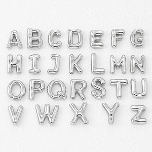 Polished silver balloon style alphabet A-Z pendant set for DIY jewelry necklaces