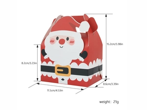 Christmas Santa Claus gift box with handle and detailed dimensions 15.2x11.5x8.6cm