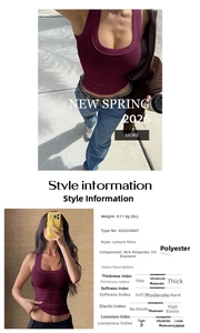 Detailed size chart and fabric specifications for the burgundy ribbed halter top