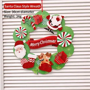 36cm 3D paper Christmas wreath with Santa, reindeer and glitter Merry Christmas banner