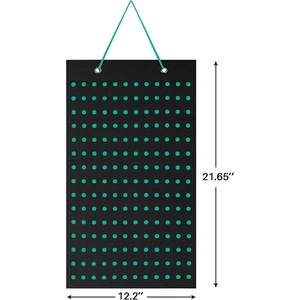 Detailed size chart for wall hanging badge organizer with 21.65 x 12.2 inch dimensions