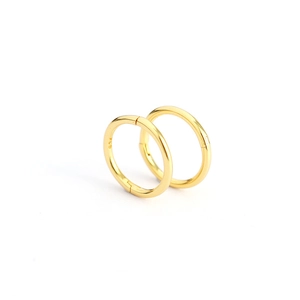 Minimalist S925 sterling silver geometric round hoop earrings with polished gold finish