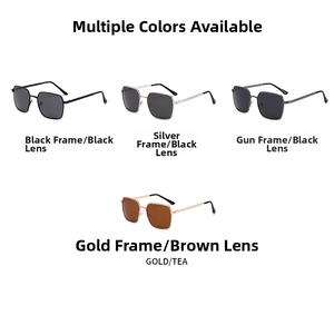 Multiple color options for metallic square frame polarized sunglasses with high quality lenses