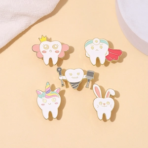 Cartoon Tooth Enamel Pin Cute Dentist Dental Care Theme Alloy Brooch Decorative Jewelry Badge Novelty For Doctors Nurses