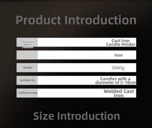 Specifications of vintage cast iron angel candle holder weighing 2860g for 5-10cm candles