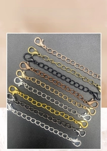 Double-ended lobster clasps with extender chains in various metal finishes for jewelry DIY