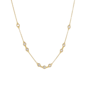 Classic 925 sterling silver gold plated necklace with eight sparkling round zircons
