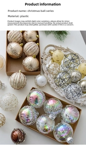 Vista dettagliata delle palline di Natale iridescenti da 8 cm con varie texture