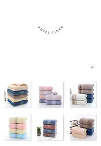 Detail of high-density absorbent cotton hotel towels with reactive dyeing and stripe design