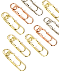Metal heart shaped paper clips creative stationery bookmark and cute pen holder set