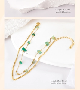Détails des dimensions et poids du bracelet de cheville bohème en pierres naturelles