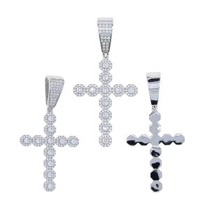 Detailed set of silver cross pendants featuring micro-pave cubic zirconia and polished finish