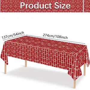 Disposable 137x274cm rectangle red brick pattern tablecloth for party decoration