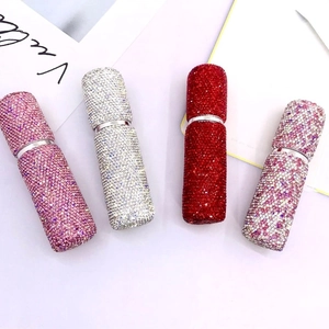 Sparkling rhinestone 10ml refillable perfume spray bottles in pink, silver, and red sets