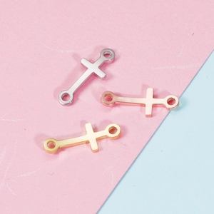 Connettori a croce curvi lucidi per bracciali fai-da-te in oro, argento e oro rosa