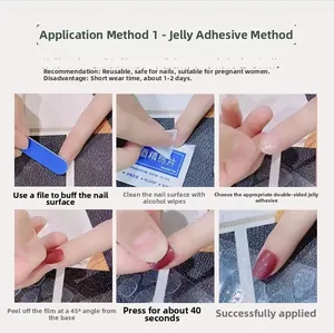 Schritt-für-Schritt-Anleitung zum Auftragen von rosa künstlichen Zehennägeln mit Klebepads