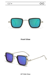 Steampunk sunglasses with vintage square metal frames and industrial side shield detail