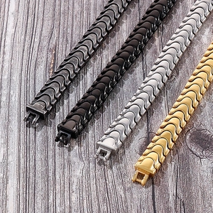 Dragon bone chain bracelet for men in silver, black, and gold stainless steel finishes