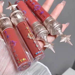 Star-capped lip glaze set with ornate European relief carving and laser patterns
