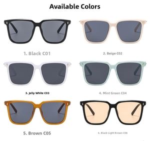 Detailed grid view of six assorted color options for oversized square frame sunglasses