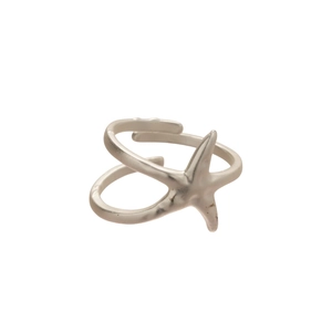 Anello aperto multistrato in argento con motivo stella marina e design a doppio giro