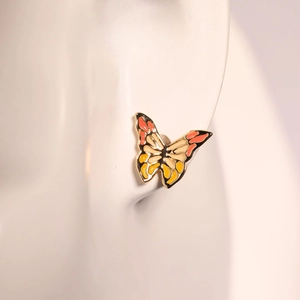 Vintage butterfly stud earrings with colorful enamel oil paint and gold plating finish