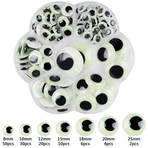 Glow in the dark googly eyes set in various sizes from 8mm to 25mm in a flower box