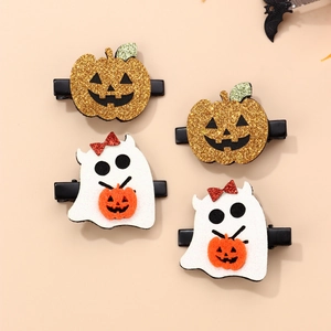 Halloween glitter pumpkin and ghost hair clip set for party festival accessories