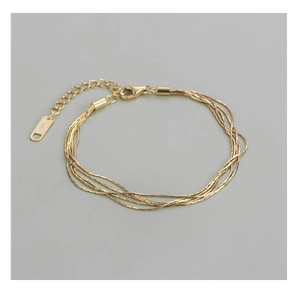 Detail von S925 Sterlingsilber mehrlagigem Kettenarmband mit Karabiner und Verlängerung