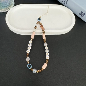 Bohemian Evil Eye and LOVE letter beaded phone strap with colorful clay and acrylic beads