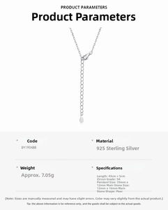 Detail specifications of 925 sterling silver necklace with pear-cut 5A zircon pendant