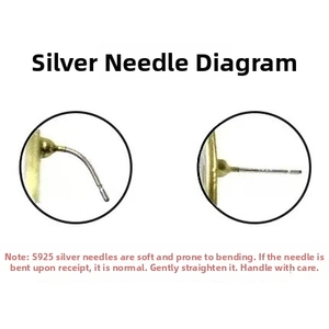 Detailed view of flexible S925 silver needle on geometric earrings for women