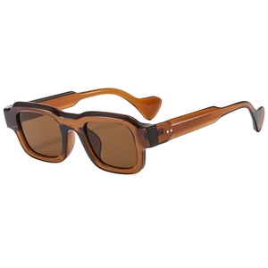 Vintage tortoiseshell square sunglasses with wavy temples and amber lenses