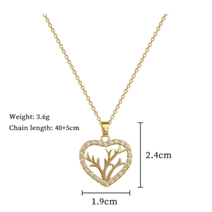 Detailed technical diagram showing dimensions of heart-shaped antler pendant necklace