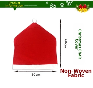 Detail showing 50x60cm non-woven Christmas hat chair cover with product dimensions