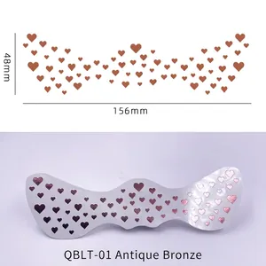 Detail view of heart pattern freckle tattoos in bronze metallic finish with dimensions