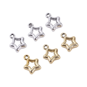 Hollow pentagram star pendants in gold and silver plating for DIY jewelry and crafts